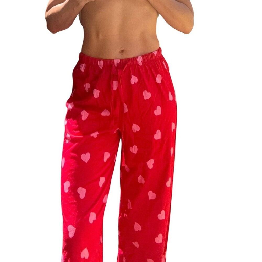 New Forever 21 heart love red pajama pants xs